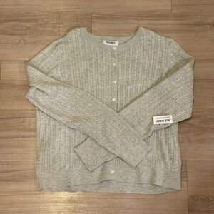 Old Navy Light Gray Cable-Knit Button-Up Cardigan Sweater